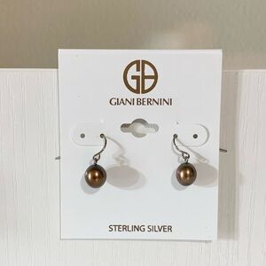 NWT GIANI BERNINI copper colored cultures pearl earrings drop with fish hook 💝